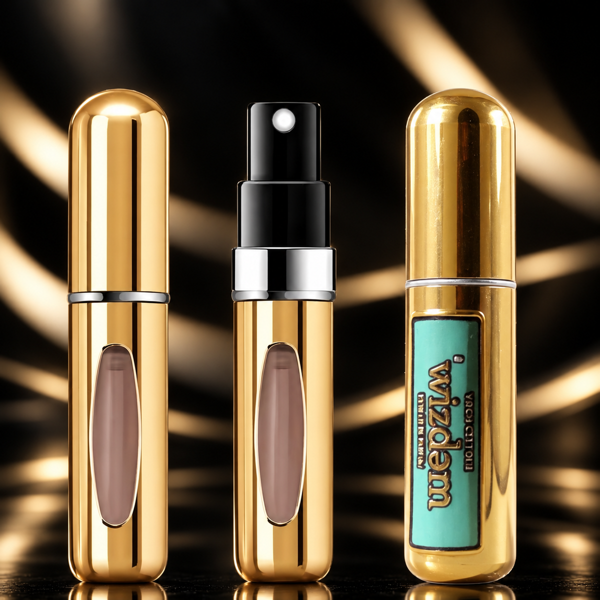 Échantillon de parfum Vach Cittoni Wizdem 5 ml présenté avec son bouchon et avec l’atomiseur exposé