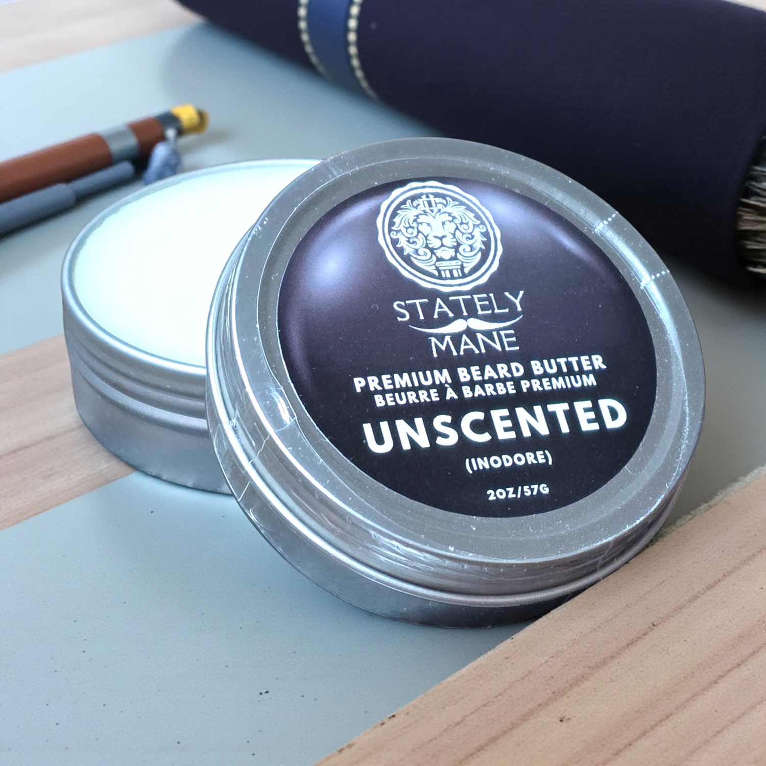 Stately Mane Unscented Beard Butter 2oz/57g – Vach Cittoni men's fragrance, grooming, or leather accessory