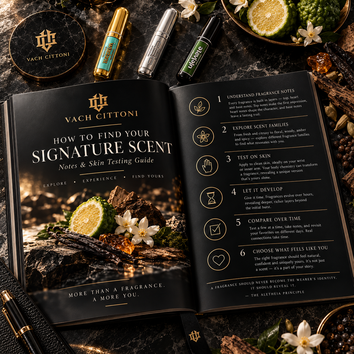 Vach Cittoni fragrance guide to discovering a signature scent through perfume notes and skin testing.