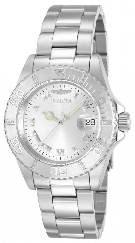 Invicta Men's 12819 Pro Diver Quartz 3 Hand Silver Dial Watch - 40mm