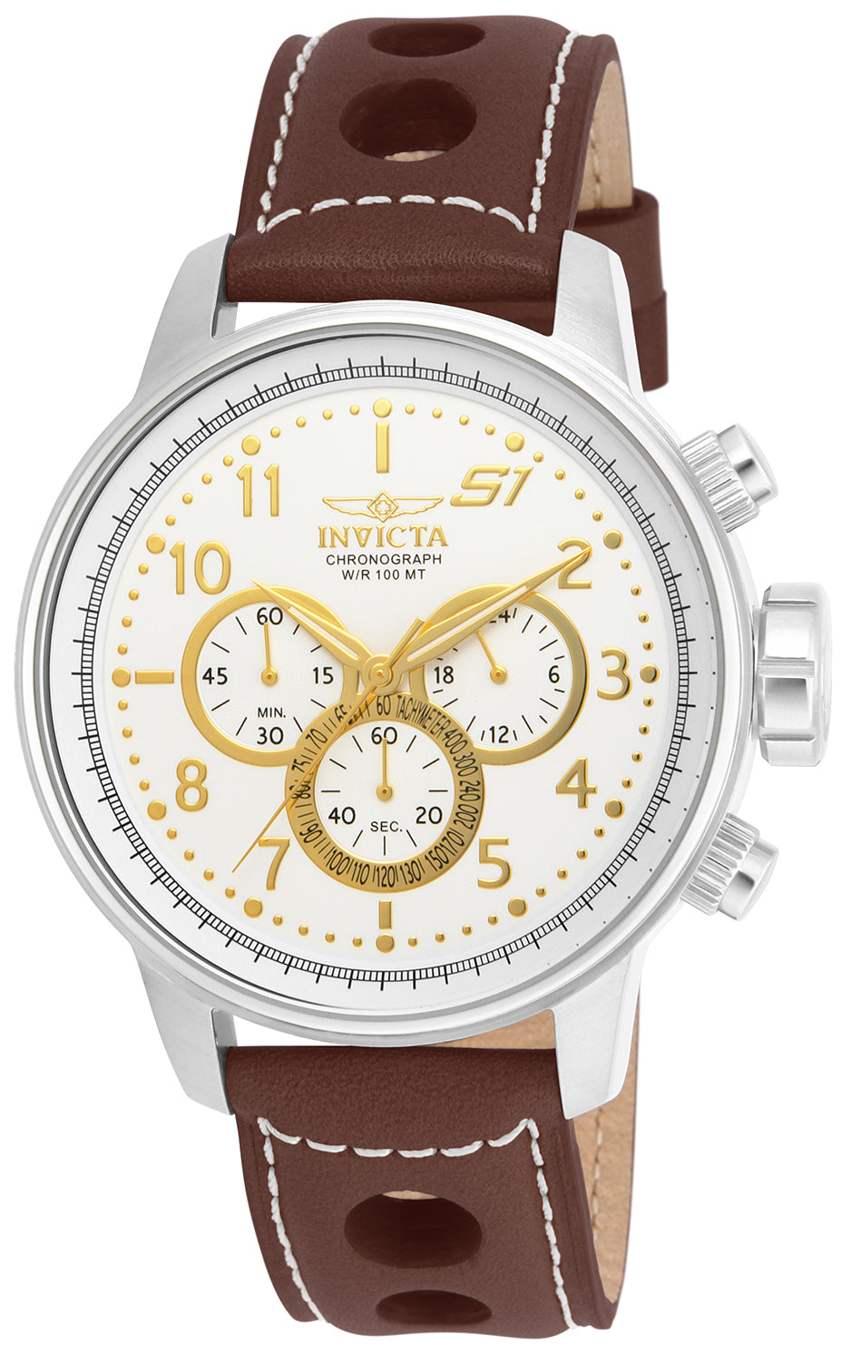 Invicta Men's 16010 S1 Rally Quartz Multifunction Gold, Antique Silver Dial Watch - 48mm