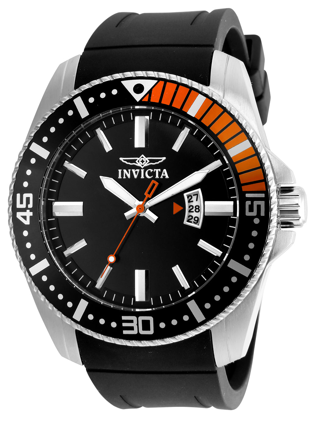 Invicta Men's 21392 Pro Diver  Quartz 3 Hand Black Dial Watch - 48mm