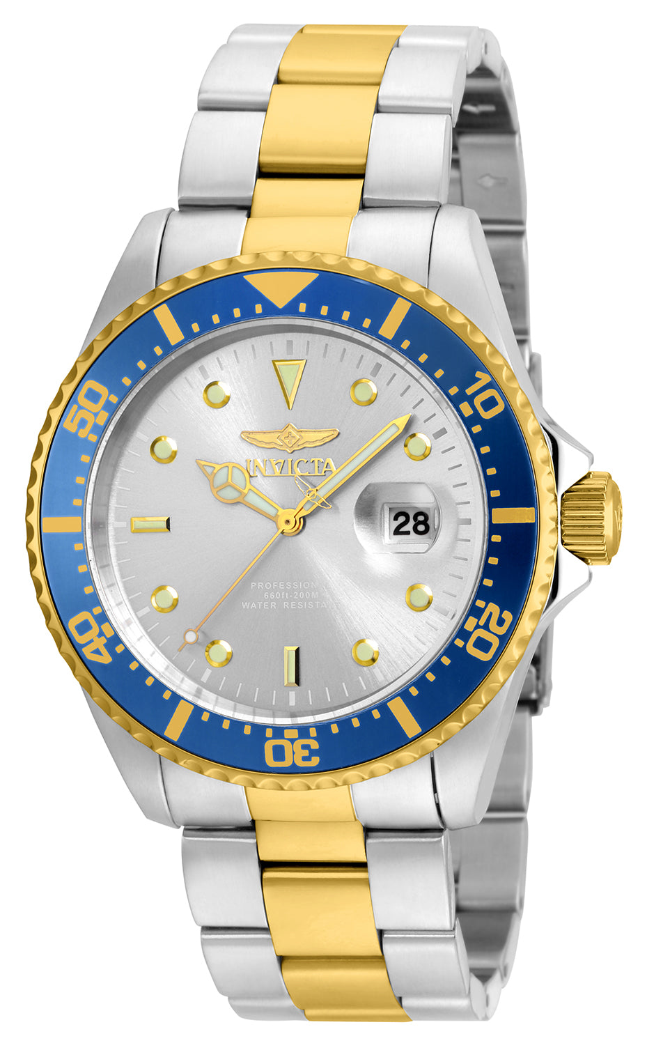 Invicta Men's 22061 Pro Diver Quartz 3 Hand Silver Dial Watch - 43mm