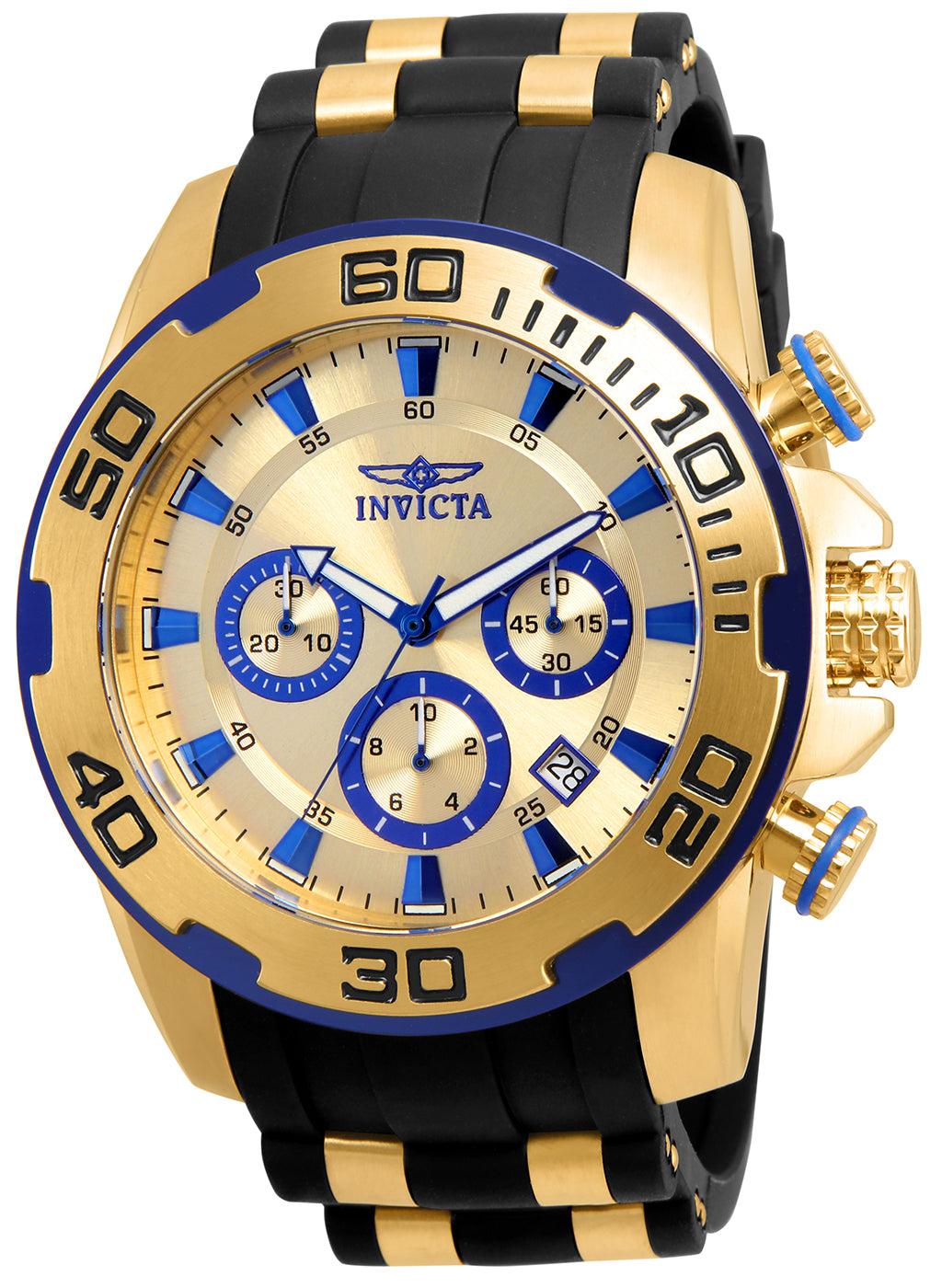 Invicta Men's 22308 Pro Diver Scuba Quartz Chronograph Gold Dial Watch – Vach Cittoni men's fragrance, grooming, or leather accessory