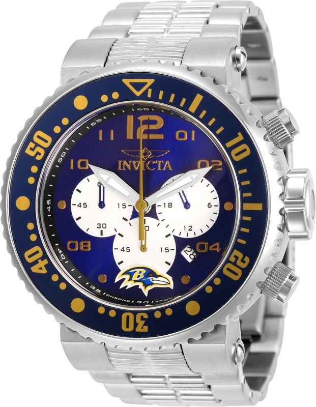 Invicta Men's 30257 NFL Quartz Chronograph White, Purple Dial Watch - 52mm