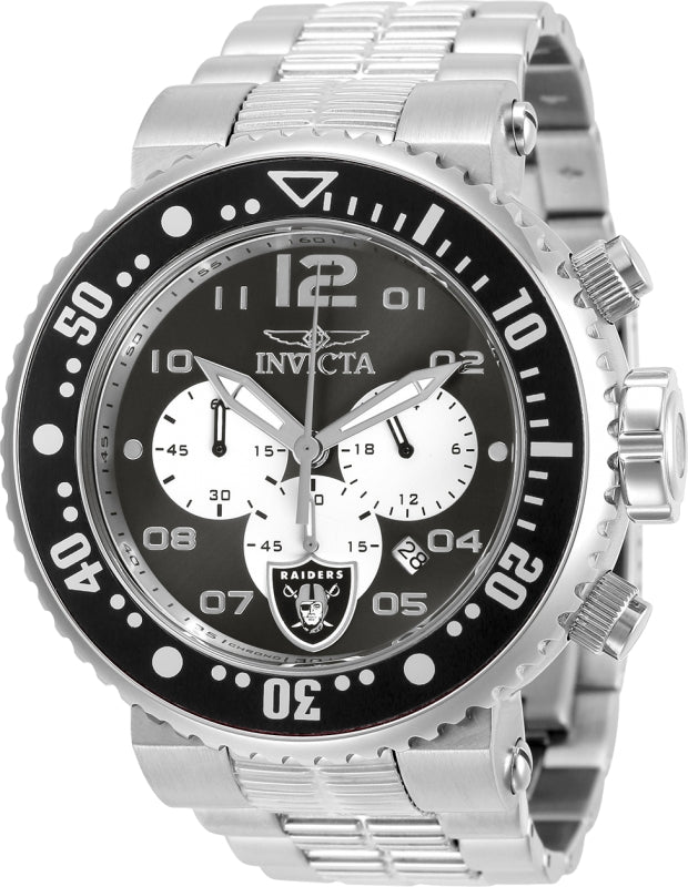 Invicta Men's 30279 NFL Las Vegas Raiders Quartz Chronograph Black, White Dial Watch - 52mm