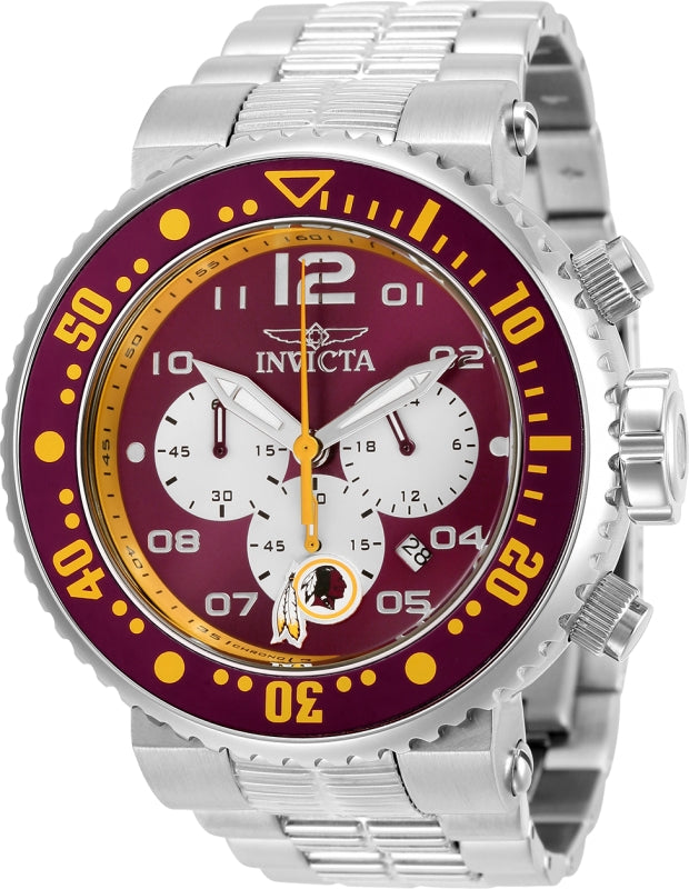 Invicta Men's 30286 NFL Quartz Chronograph White, Burgundy Dial Watch - 52mm