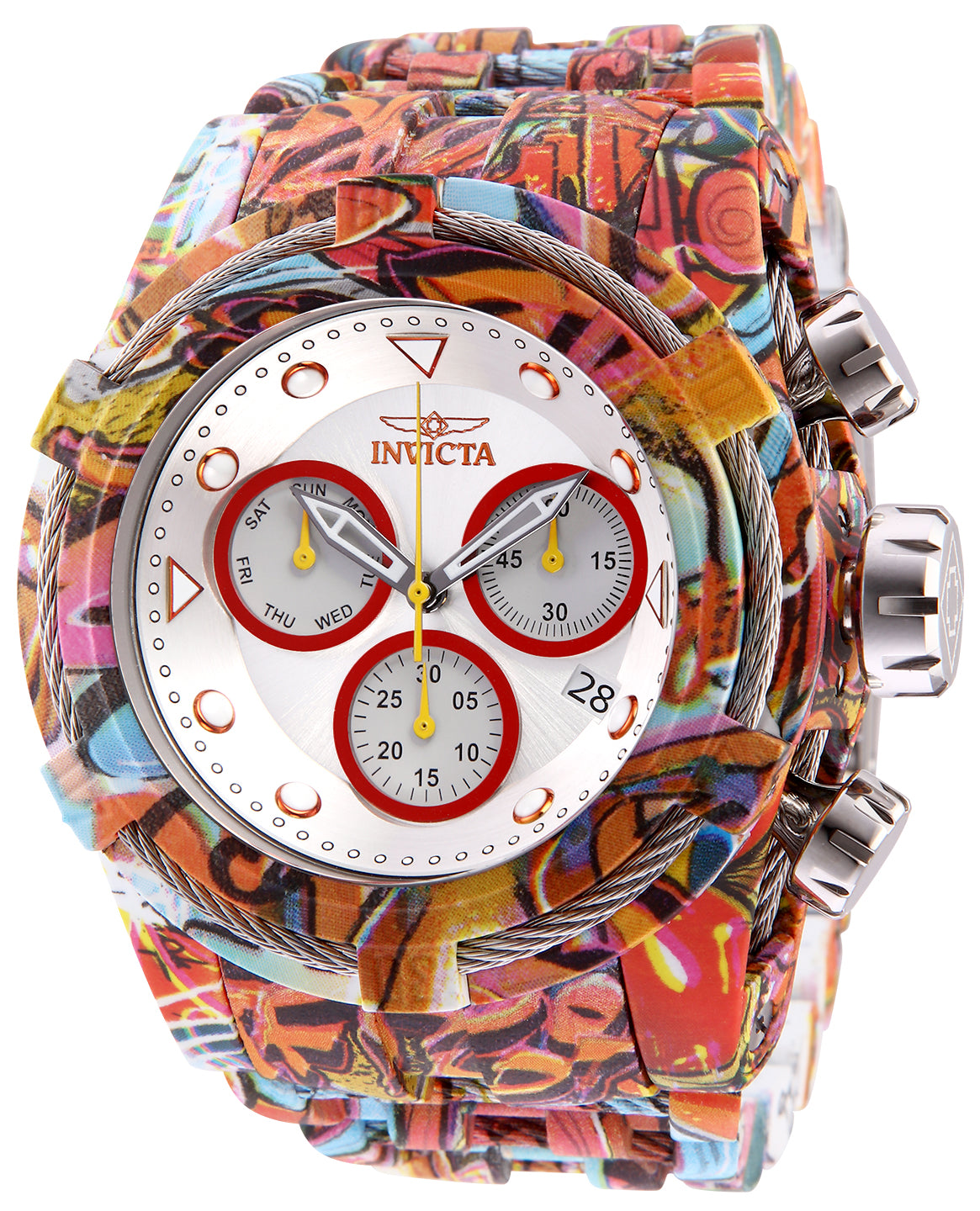 Invicta Men's 32416 Bolt Quartz Chronograph Red, Antique Silver Dial Watch - 53mm