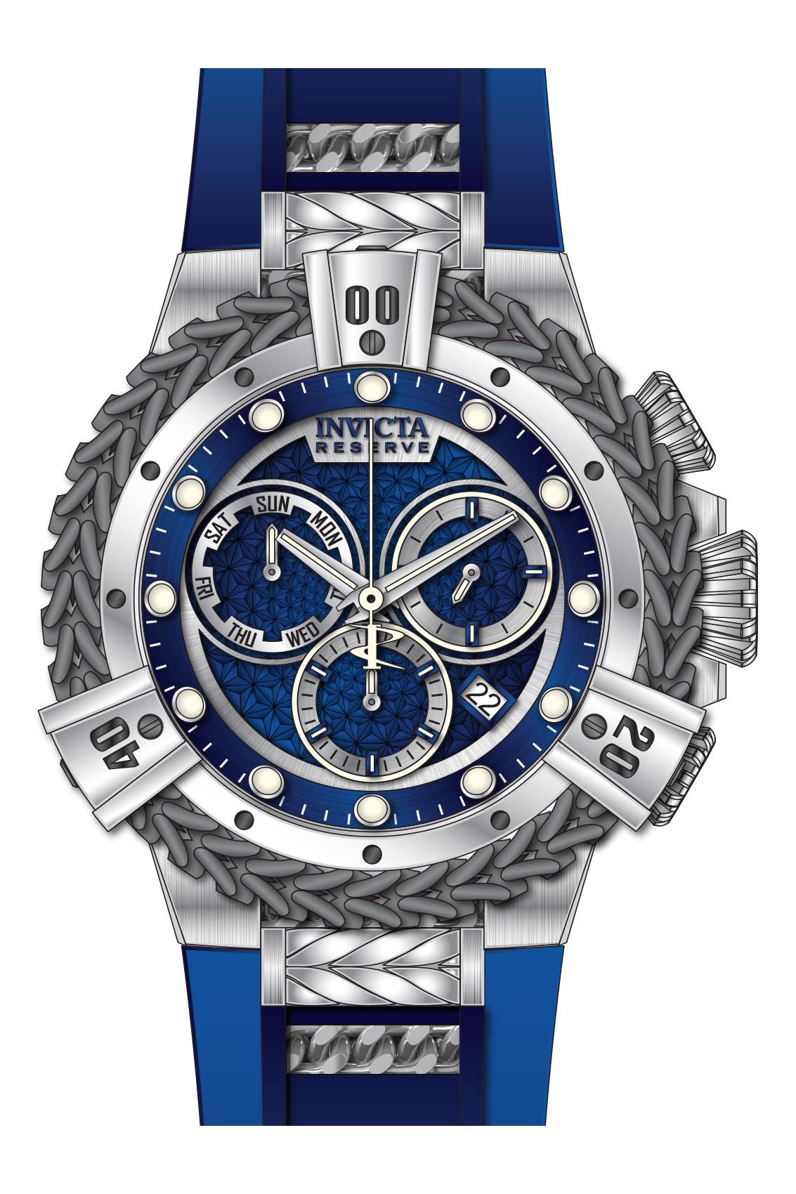 Invicta Men's 33151 Reserve  Quartz Chronograph Blue, Steel Dial Watch - 53mm