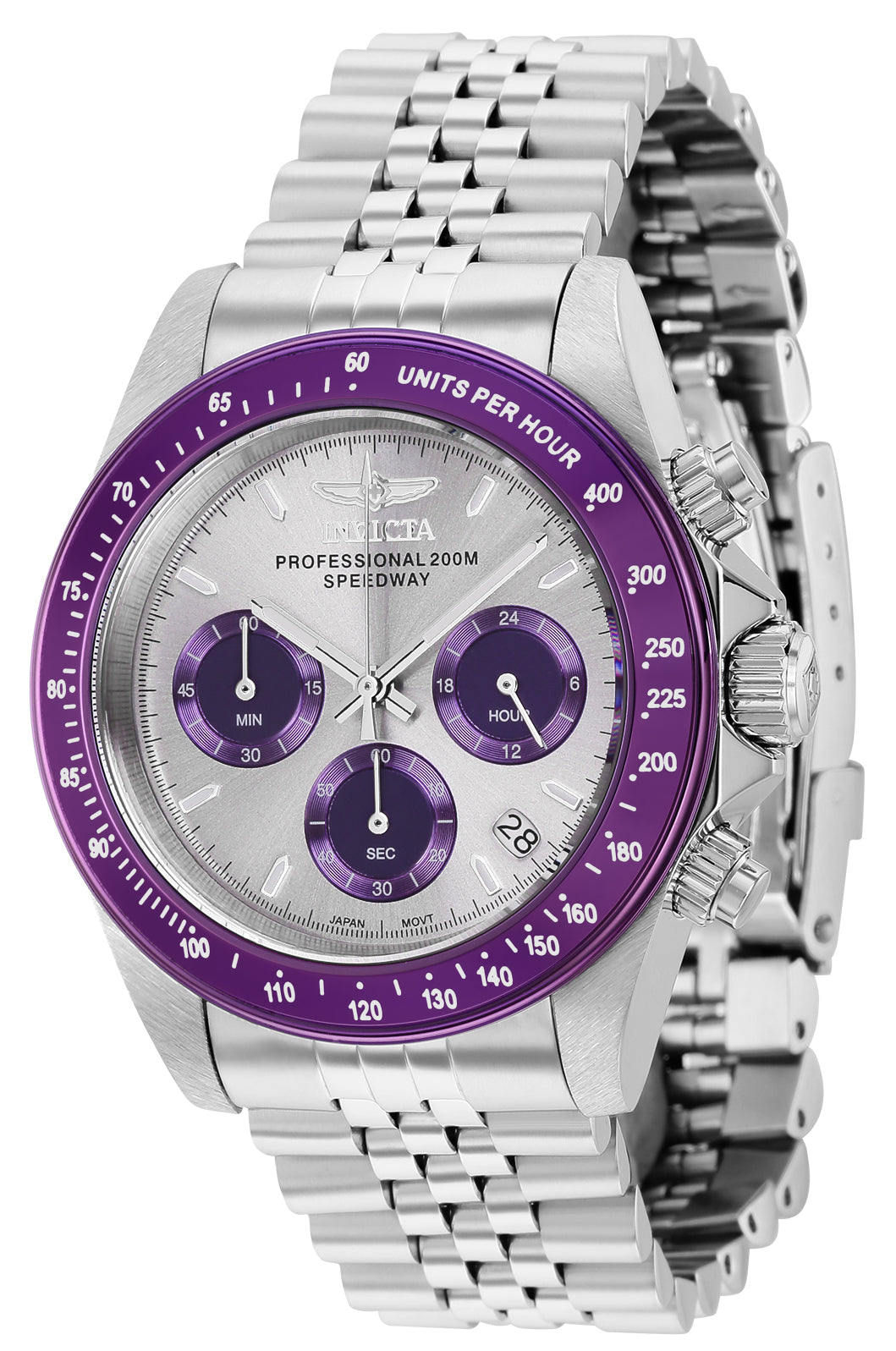 Invicta Men's 36735 Speedway Quartz Chronograph Light Grey, Purple Dial Watch - 40mm