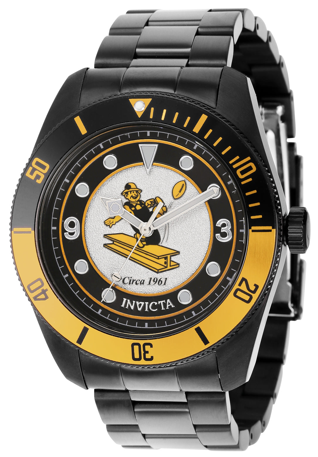 Invicta Men's 36915 NFL Pittsburgh Steelers Quartz 3 Hand Black, Orange, Silver Dial Watch - 47mm