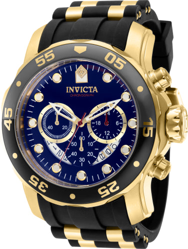 Invicta Men's 37229 Pro Diver Quartz Chronograph Blue, Red Dial Watch - 48mm