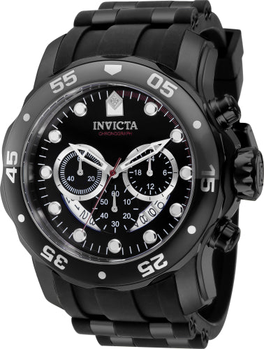 Invicta Men's 37231 Pro Diver Quartz Chronograph Black, Red Dial Watch - 48mm