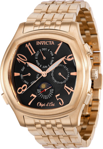 Invicta Men's 37658 Objet D Art Quartz Multifunction Black Dial Watch - 42mm