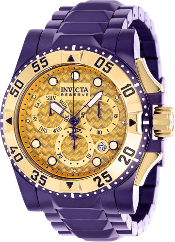 Invicta Men's 38337 Reserve Quartz Chronograph Gold, Purple Dial Watch - 50mm