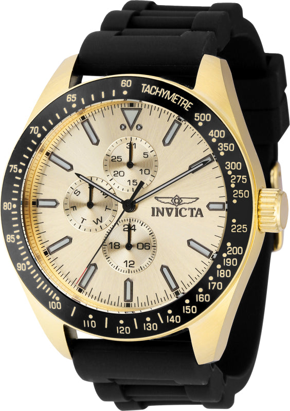 Invicta Men's 38405 Aviator Quartz 3 Hand Gold Dial Watch - 45mm