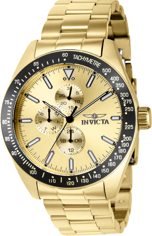 Invicta Men's 38970 Aviator  Quartz Multifunction Gold Dial Watch - 45mm