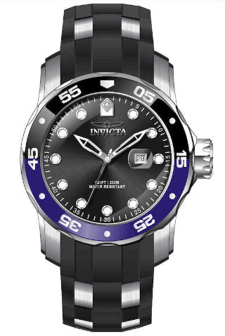 Invicta Men's 39106 Pro Diver Quartz 3 Hand Black Dial Watch - 48mm