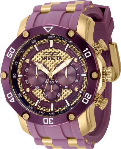 Invicta Men's 40692 Pro Diver Quartz Chronograph Purple, Gold Dial Watch - 50mm