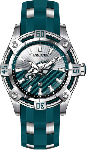 Invicta Men's 42060 NFL Philadelphia Eagles Quartz 3 Hand White, Silver, Green Dial Watch - 52mm