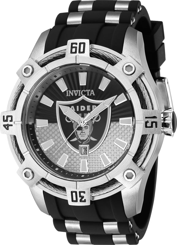 Invicta Men's 42066 NFL Las Vegas Raiders Quartz 3 Hand Black, Grey Dial Watch - 52mm