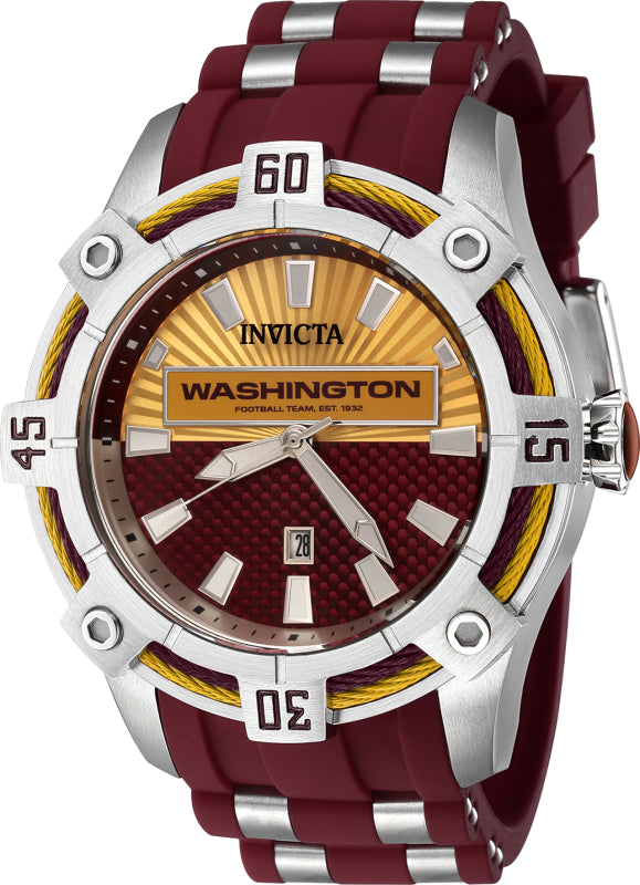 Invicta Men's 42069 NFL Washington Commanders Quartz 3 Hand Orange, Dark Red Dial Watch - 52mm