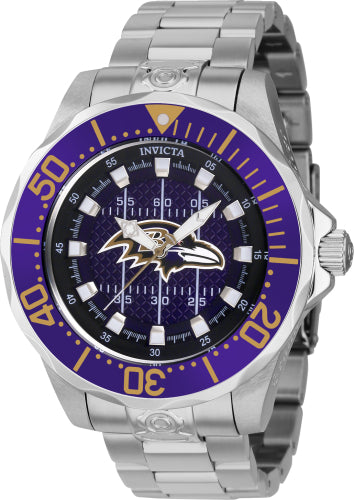 Invicta Men's 42122 NFL Baltimore Ravens Automatic 3 Hand Purple Dial Watch - 47mm