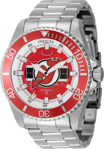 Invicta Men's 42253 NHL New Jersey Devils Quartz Red, White, Black Dial Color - 47mm