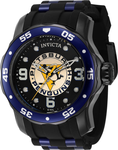 Invicta Men's 42646 NHL Pittsburgh Penguins Quartz 3 Hand Black Dial Watch - 48mm