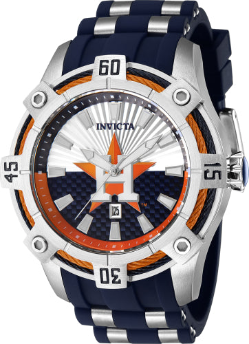 Invicta Men's 43269 MLB Houston Astros Quartz Multifunction Blue, White, Silver, Orange Dial Watch - 52mm