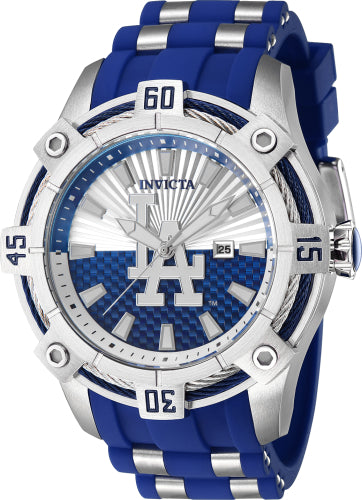 Invicta Men's 43272 MLB Los Angeles Dodgers Quartz Multifunction Blue, White, Silver Dial Watch - 52mm