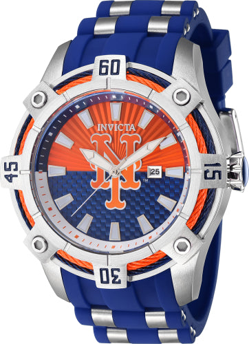 Invicta Men's 43277 MLB New York Mets Quartz Multifunction Blue, Orange Dial Watch - 52mm