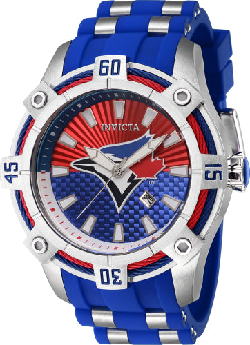 Invicta Men's 43298 MLB Toronto Blue Jays Quartz Multifunction Red, White, Blue Dial Watch - 52mm