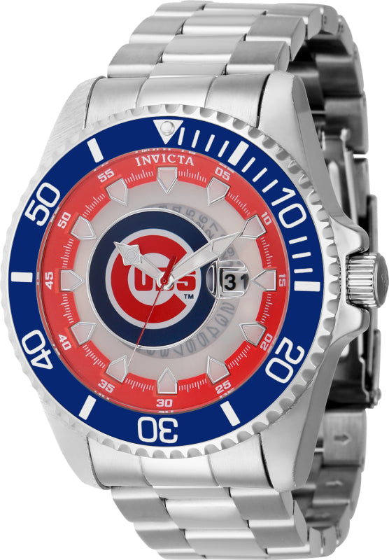 Invicta Men's 43458 MLB Chicago Cubs Quartz Multifunction Red, Silver, White, Blue Dial Watch - 47mm