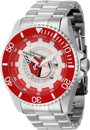 Invicta Men's 43461 MLB Cleveland Guardians Quartz Multifunction Red, Silver, White, Blue Dial Watch - 47mm