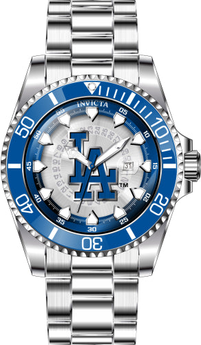 Invicta Men's 43467 MLB Los Angeles Dodgers Quartz Multifunction Blue, White, Silver Dial Watch - 47mm