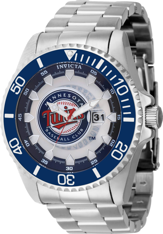 Invicta Men's 43470 MLB Minnesota Twins Quartz Multifunction Red, Silver, White, Blue Dial Watch - 47mm