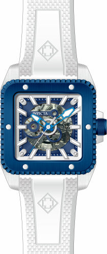 Invicta Men's 44007 Cuadro Mechanical 3 Hand Dark Blue, White Dial Watch - 45mm