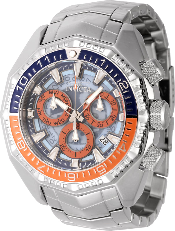 Invicta Men's 44294 Akula Quartz Chronograph Orange, Dark Blue, Light Blue Dial Watch - 55mm