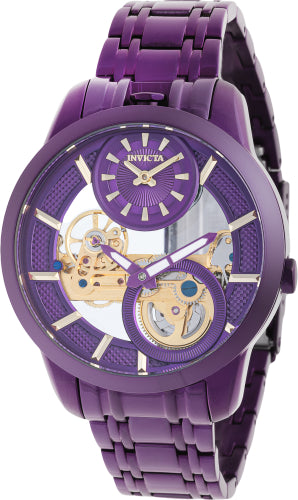 Invicta Men's 44334 Objet D Art Mechanical 2 Hand Gold, Purple Dial Watch - 43mm