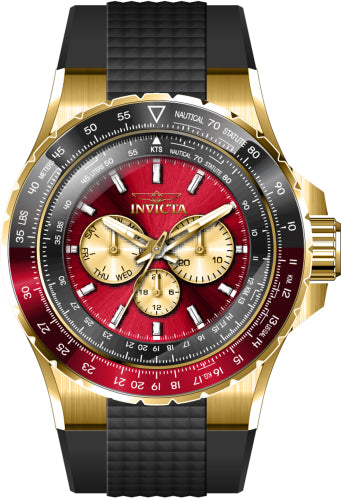 Invicta Men's 44614 Aviator Quartz Chronograph Gold, Red Dial Watch - 50mm