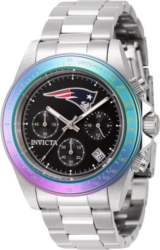 Invicta Men's 44989 NFL New England Patriots Quartz Multifunction Black Dial Watch - 40mm