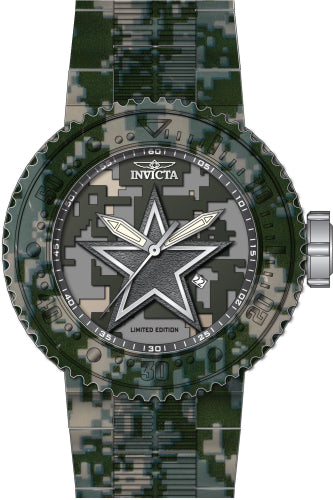 Invicta Men's 45092 NFL Dallas Cowboys Quartz 3 Hand Grey, Beige, Dark Grey, Camouflage Dial Watch - 52mm