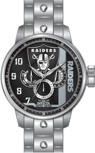 Invicta Men's 45126 NFL Las Vegas Raiders Quartz Chronograph Black, Grey Dial Watch - 48mm