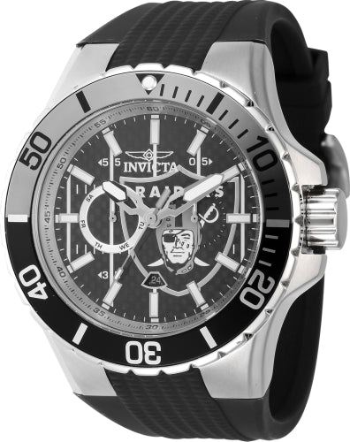 Invicta Men's 45400 NFL Las Vegas Raiders Quartz Multifunction Black Dial Watch - 50mm