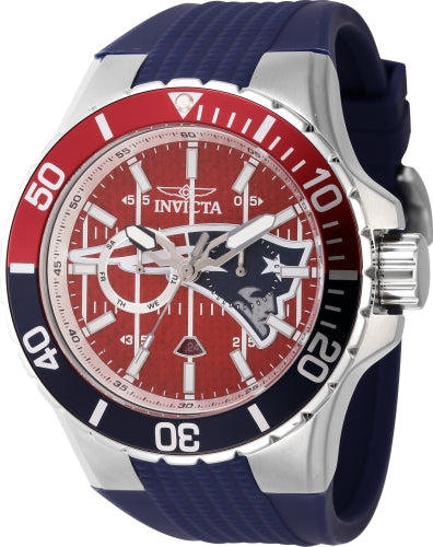 Invicta Men's 45406 NFL New England Patriots Quartz Multifunction Red Dial Watch - 50mm