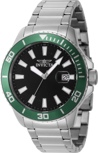 Invicta Men's 46063 Pro Diver Quartz 3 Hand Black Dial Watch - 45mm