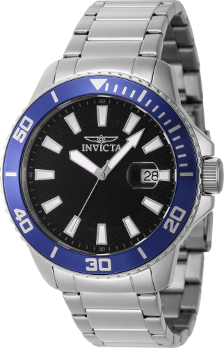 Invicta Men's 46064 Pro Diver Quartz 3 Hand Black Dial Watch - 45mm