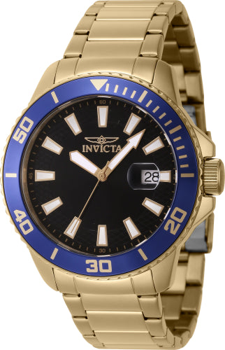 Invicta Men's 46068 Pro Diver Quartz 3 Hand Black Dial Watch - 45mm