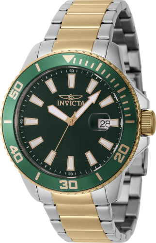 Invicta Men's 46072 Pro Diver Quartz 3 Hand Green Dial Watch - 45mm